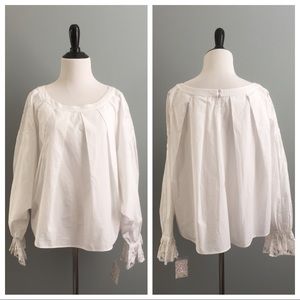 Free People embroidered balloon sleeve poplin top
